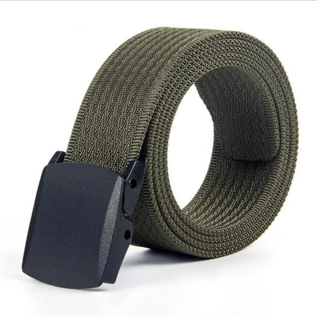 Khaki Jeans for Different -Men's Military Style Automatic Buckle Nylon Canvas Tactical Belt for Jeans