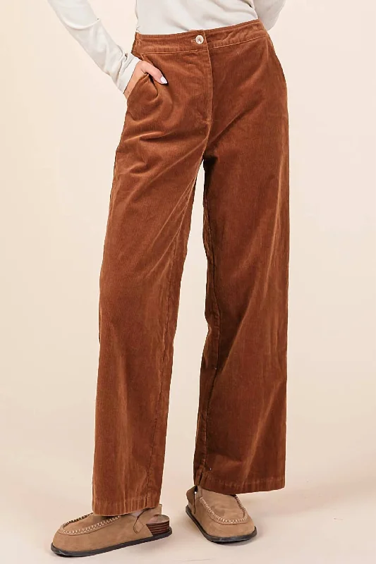 Fashion Jeans for Trendsetter -Corduroy Straignt Leg Jeans In Camel