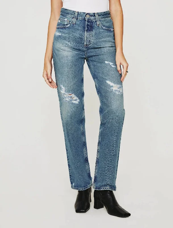 Dark Wash Jeans for Elegance -Clove Relaxed Straight Leg Jeans In 19 Years Reunion Destructed